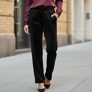 Alfred Dunner Cabin Fever Black Velvet Pants Sz 10P #264G